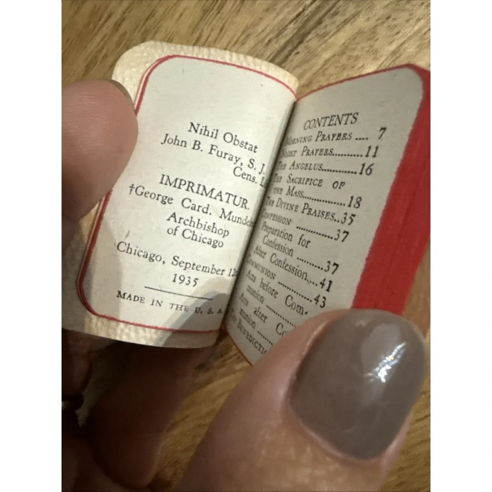 1935 Jewels of Prayer Mini Catholic Prayer Book Baby Bible Printed USA 2